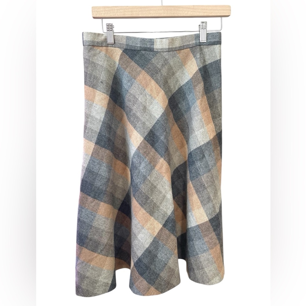 Vintage 70s/80s Plaid Wool Midi Skirt Academia Cottagecore Preppy Heritage Sz 14